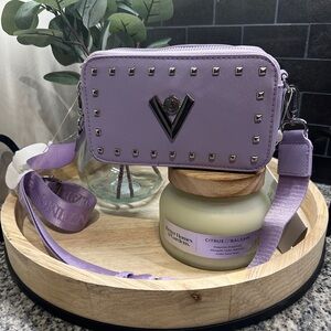 Valentino Orlandi Purple Crossbody Bag with Studded Details